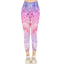 Load image into Gallery viewer, High Waisted Seamless Workout Leggings - Women?s Mandala Printed Yoga Leggings, Tummy Control Running Pants, Pink, One Size
