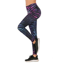 Load image into Gallery viewer, Black Leaf Seamless Workout Leggings - Women’s 3D Printed Purple Yoga Leggings, Tummy Control Running Pants (Purple, Medium)
