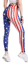 Load image into Gallery viewer, COOLOMG Women&#39;s Yoga Long Pants Compression Drawstring Running Tights Non See-Through Leggings USA Flag Adults X-Small(Youth Large)
