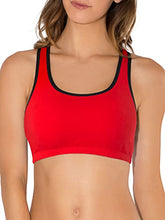 Load image into Gallery viewer, Fruit of the Loom Women&#39;s Built Up Tank Style Sports Bra, RED HOT W.BLK/Charcoal/Black, 36
