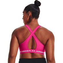 Load image into Gallery viewer, Under Armour Women&#39;s Crossback Mid Impact Sports Bra , Electro Pink (695)/Club Purple , Medium
