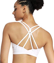 Load image into Gallery viewer, RUNNING GIRL Strappy Sports Bra for Women Sexy Crisscross Back Light Support Yoga Bra with Removable Cups(WX2310.White.M)
