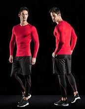 Load image into Gallery viewer, ATHLIO CLSX Men&#39;s UPF 50+ Long Sleeve Compression Shirts, Water Sports Rash Guard Base Layer, Athletic Workout Shirt, 3pack Black/Charcoal/Red, Medium
