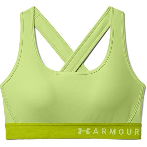 Under Armour womens HeatGear Armour Mid Impact Crossback Sports Bra , Lime Ice (450)/Lime Ice , X-Small