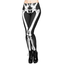 Load image into Gallery viewer, Kanora Black Skull Seamless Workout Leggings - Women’s 3D Printed Yoga Leggings, Tummy Control Running Pants (Black Skull, One Size)
