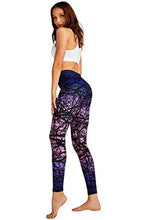 Load image into Gallery viewer, COOLOMG Women&#39;s Leggings Yoga Long Pants Compression Drawstring Running Tights Non See-Through Purple Forest Adults Small(Youth X-Large)
