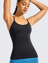Load image into Gallery viewer, CRZ YOGA Seamless Workout Tank Tops for Women Racerback Athletic Camisole Sports Shirts with Built in Bra Black Small
