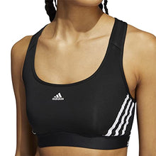 Load image into Gallery viewer, adidas Women&#39;s Standard Training Medium Support 3 Stripes Bra, Black/White, Large DD
