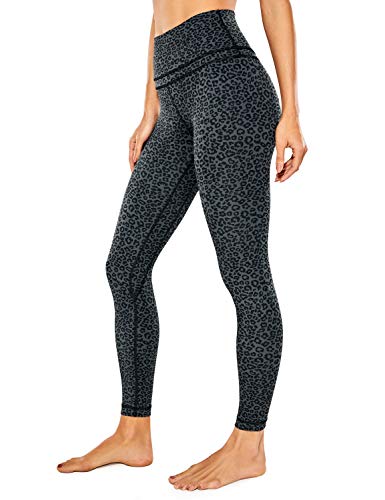 CRZ YOGA Women's Naked Feeling Workout Leggings 25 Inches - 7/8 High Waist Yoga Tight Pants Leopard Printed