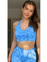Load image into Gallery viewer, GXIN Women&#39;s Workout 2 Piece Outfits High Waist Running Shorts Seamless Gym Yoga Sports Bra Blue
