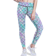 Load image into Gallery viewer, visesunny High Waist Yoga Pants with Pockets Beautiful Rainbow Mermaid Scale Buttery Soft Tummy Control Running Workout Pants 4 Way Stretch Pocket Leggings
