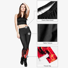 Load image into Gallery viewer, Kanora Fire Printed Seamless Workout Leggings - Women’s Black 3D Printed Yoga Leggings, Tummy Control Running Pants (Fire, One Size)
