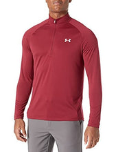 Load image into Gallery viewer, Under Armour Men’s Tech 2.0 ½ Zip Long Sleeve, League Red (626)/White Small
