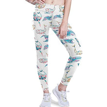 Load image into Gallery viewer, visesunny High Waist Yoga Pants with Pockets Blue Whale with Peony Floral Soft Tummy Control Workout Leggings
