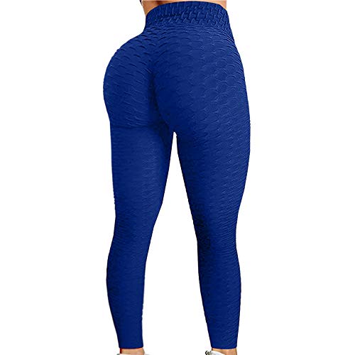 Colorful Womens Yoga Pants High Waist Workout Leggings Running Pants A1-blue S