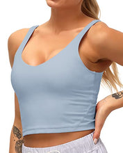 Load image into Gallery viewer, Dragon Fit Sports Bra for Women Longline Padded Bra Yoga Crop Tank Tops Fitness Workout Running Top (Small, Demin Blue)
