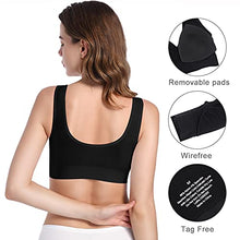 Load image into Gallery viewer, Women&#39;s 3-Pack Seamless Wire-Free Bra Low-Impact Sport Bra Yoga Sleep Daily Bras with Removable Pads(3 Black,L)
