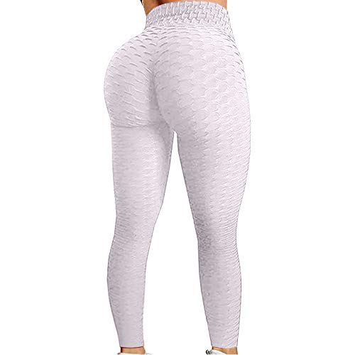 Colorful Womens Yoga Pants High Waist Workout Leggings Running Pants A1-white S