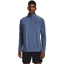 Load image into Gallery viewer, Under Armour Men’s Tech 2.0 ½ Zip Long Sleeve, Mineral Blue (470)/Black Small
