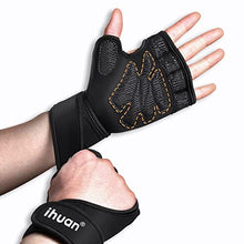 Load image into Gallery viewer, ihuan Weight Lifting Gym Workout Gloves with Wrist Wrap Support for Men &amp; Women, Full Palm Protection, for Weightlifting, Training, Fitness, Exercise, Pull ups
