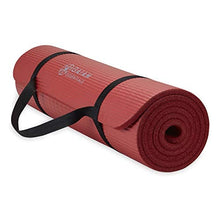 Load image into Gallery viewer, Gaiam Essentials Thick Yoga Mat Fitness &amp; Exercise Mat with Easy-Cinch Carrier Strap, Red, 72&quot;L X 24&quot;W X 2/5 Inch Thick
