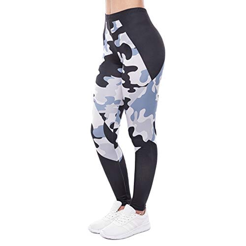 Kanora Black Camouflage Seamless Workout Leggings - Women’s 3D Printed Yoga Leggings, Tummy Control Running Pants (Camouflage, One Size)