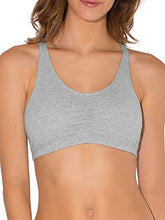 Load image into Gallery viewer, Fruit of the Loom Women&#39;s Adjustable Shirred Front Racerback Sports Bra, Heather Grey/White/Blue Gem, 40
