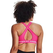 Load image into Gallery viewer, Under Armour Women&#39;s Crossback Mid Impact Sports Bra , Electro Pink (695)/Club Purple , Medium
