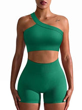 Load image into Gallery viewer, OQQ Workout Outfits for Women 2 Piece Seamless Ribbed High Waist Leggings with Sports Bra Exercise Set Green5
