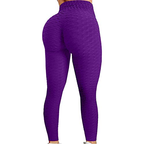Colorful Womens Yoga Pants High Waist Workout Leggings Running Pants A1-purple S