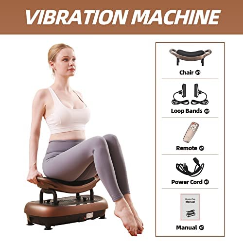 FITPULSE Premium Vibration hot Plate Exercise Machine with Resistance Bands, Loop Ba