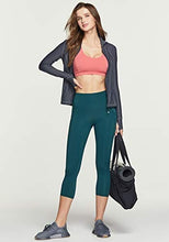 Load image into Gallery viewer, TSLA High Waist Yoga Pants with Pockets, Tummy Control Yoga Leggings, Non See-Through Workout Running Tights, Capris Pocket Peachy Dark Green
