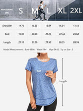 Load image into Gallery viewer, Abrooical Gym Wear Womens Short Sleeve Training Tops Workout Running Wicking Shirts Breathable Side Split Tees Blue Large
