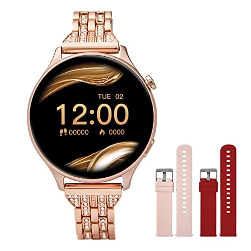 Smart Watch (Answer/Make Calls), 2022 Newest 1.28 in Bluetooth Smart Watches for Women for Android/iOS Phone with Stainless Steel Band, Fitness Tracker with Call/Text/Heart Rate/SpO2/Sleep Monitor