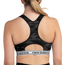 Load image into Gallery viewer, New Balance Women&#39;s Racerback Seamless Mid Impact Camo Keyhole Racerback Sport Bra with Removable Pads
