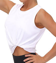 Load image into Gallery viewer, Ice Silk Workout Tops for Women Quick Dry Muscle Gym Running Shirts Sleeveless Flowy Yoga Tank Tops (White, Large)

