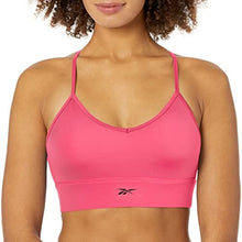 Load image into Gallery viewer, Reebok Women&#39;s Standard Tri-Back Sports Bra, Light Support, True Pink, XX-Small

