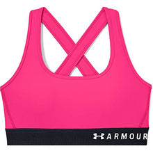 Load image into Gallery viewer, Under Armour womens HeatGear Armour Mid Impact Crossback Sports Bra , Cerise (653)/White , XX-Large
