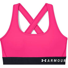 Load image into Gallery viewer, Under Armour womens HeatGear Armour Mid Impact Crossback Sports Bra , Cerise (653)/White , X-Small
