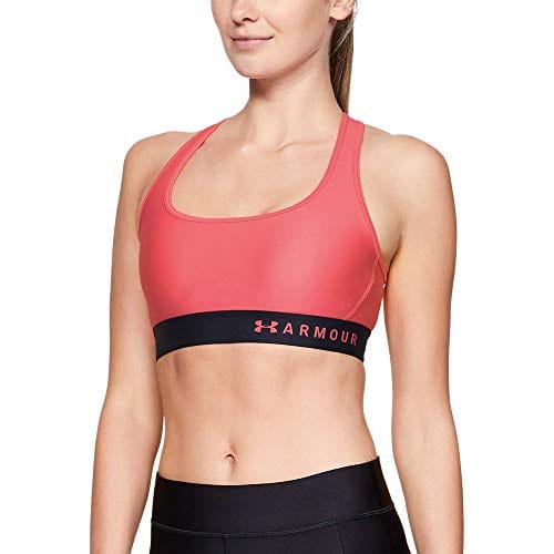 Under Armour womens HeatGear Armour Mid Impact Crossback Sports Bra , Watermelon (677)/Watermelon , X-Small