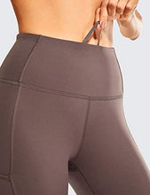 Load image into Gallery viewer, CRZ YOGA Women&#39;s Naked Feeling Workout Leggings 25 Inches - High Waisted Yoga Pants with Side Pockets Purple Taupe
