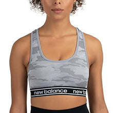 Load image into Gallery viewer, New Balance Women&#39;s Racerback Seamless Mid Impact Camo Keyhole Racerback Sport Bra with Removable Pads
