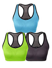 Load image into Gallery viewer, Match Womens Sports Bra Wirefree Seamless Padded Racerback Yoga Bra for Workout Gym Activewear with Removable Pads #001(1 Pack of 3(Bright Green-Gray Brown-Sky Blue),S)
