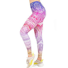 Load image into Gallery viewer, High Waisted Seamless Workout Leggings - Women?s Mandala Printed Yoga Leggings, Tummy Control Running Pants, Pink, One Size
