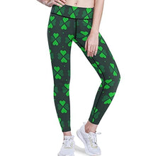 Load image into Gallery viewer, visesunny High Waist Yoga Pants with Pockets Green Clover Dot Print Buttery Soft Tummy Control Running Workout Pants 4 Way Stretch Pocket Leggings
