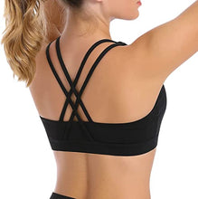 Load image into Gallery viewer, Sports Bras for Women, Criss-Cross Back Padded Strappy Sports Bras Medium Support Yoga Bra with Removable Cups (Black,XXL)
