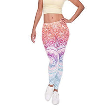 Load image into Gallery viewer, Middle Waisted Seamless Workout Leggings - Women’s Mandala Printed Yoga Leggings Tummy Control Running Pants (Red, One Size)
