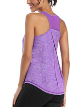 Load image into Gallery viewer, Aeuui Workout Tops for Women Mesh Racerback Tank Yoga Shirts Gym Clothes Purple
