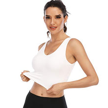Load image into Gallery viewer, Padded Sports Bras for Women Workout Sports Yoga Bra Tank Tops Cami Crop Top White
