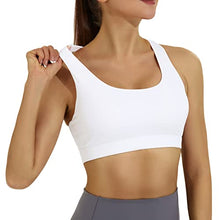 Load image into Gallery viewer, RUNNING GIRL Racerback Sports Bra for Women, Workout Bra with Removable Pad Medium Support Crisscross Yoga Gym Top (WX2801 White S)
